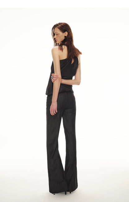 Tencel Hollow Halter Top &amp; Flared Pants Set