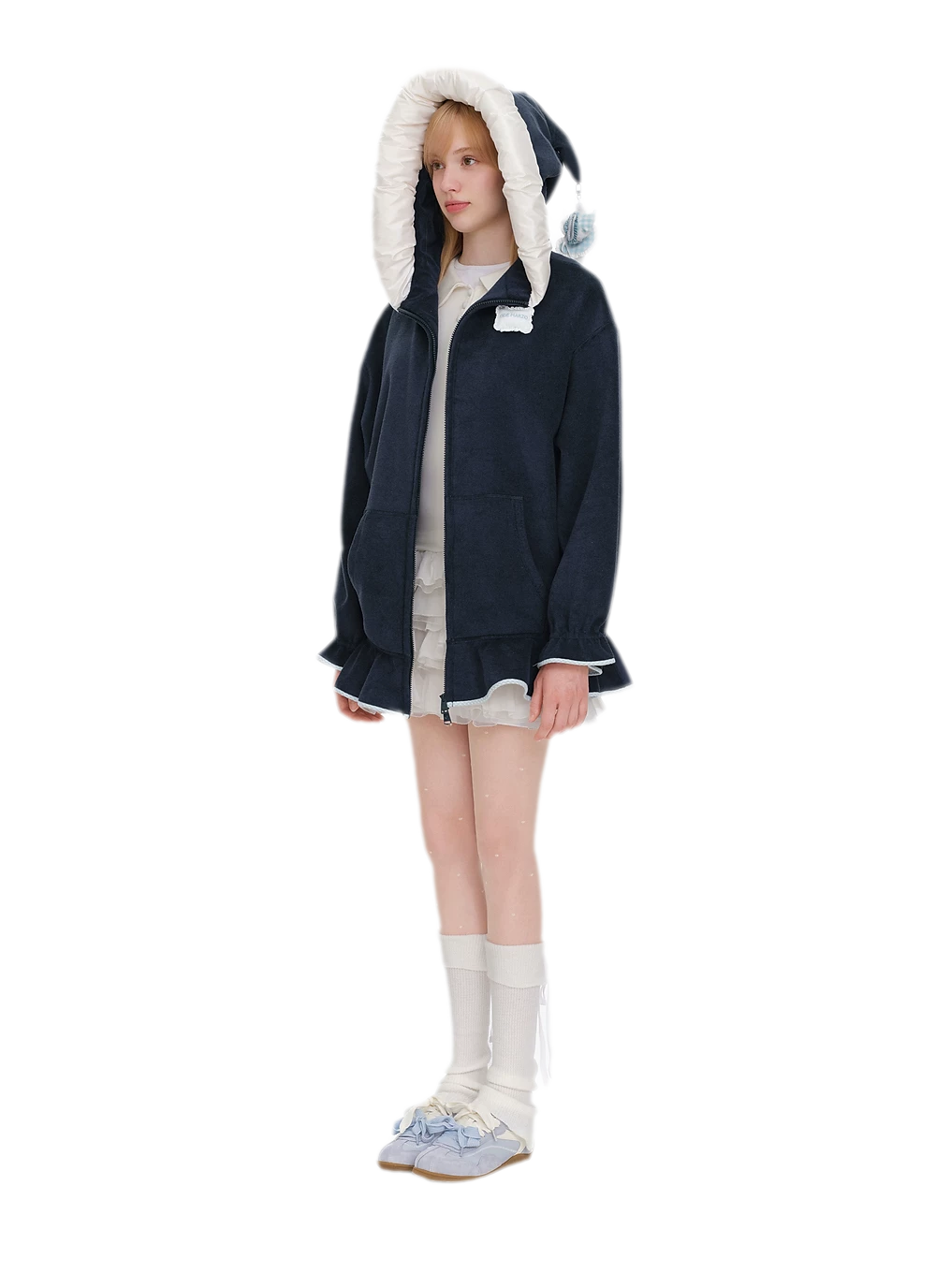 Plush Lace-Trimmed Bear Hoodie