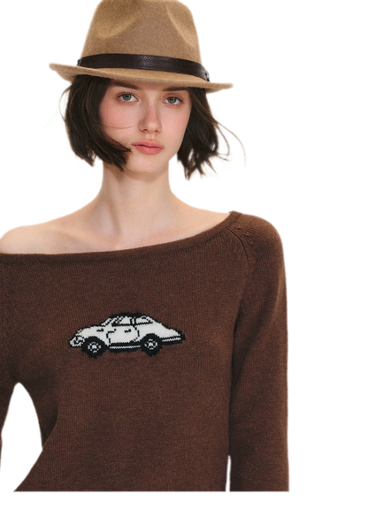 Wool Blend Jacquard Knit Sweater