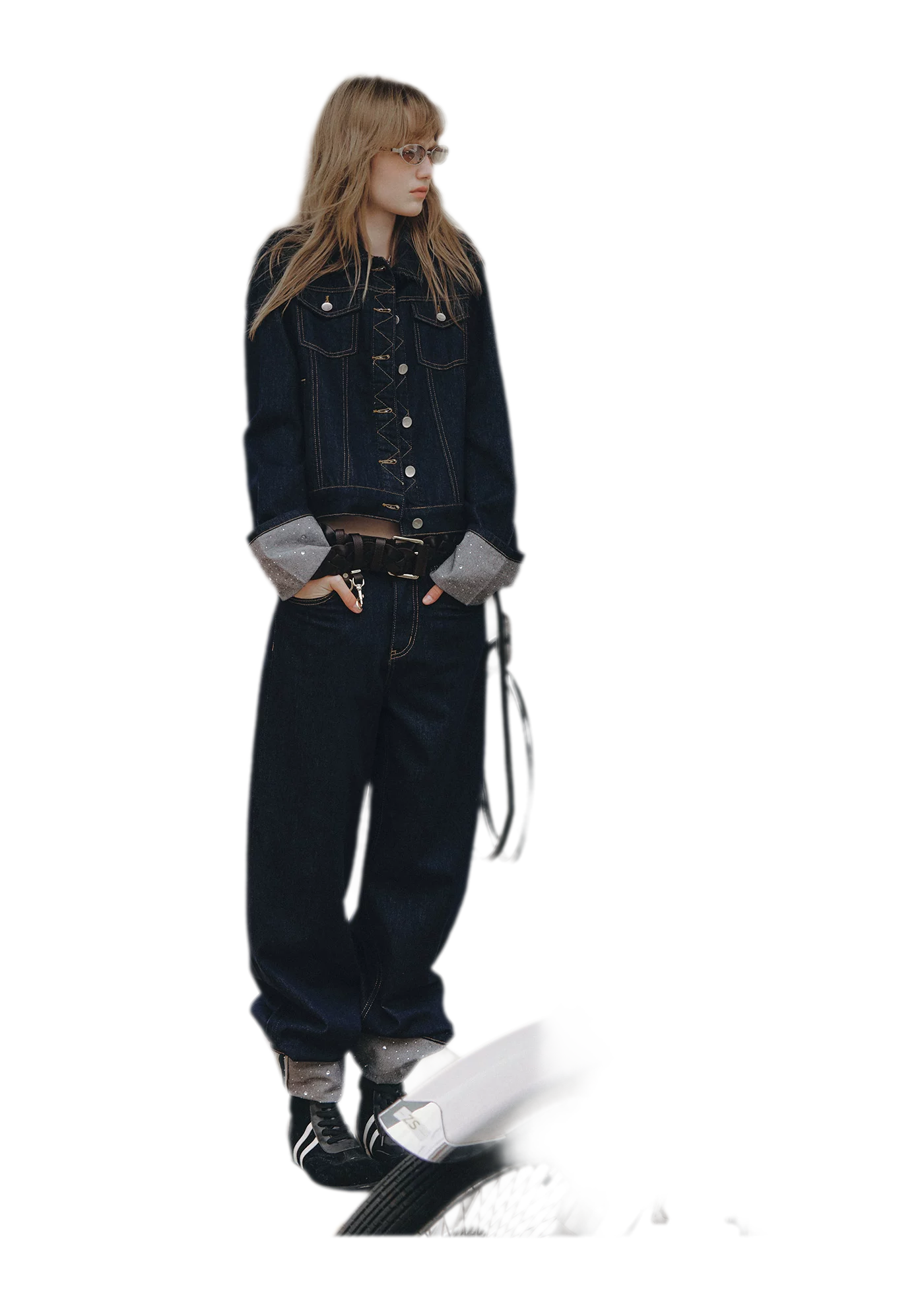 Studded Cropped Denim Set