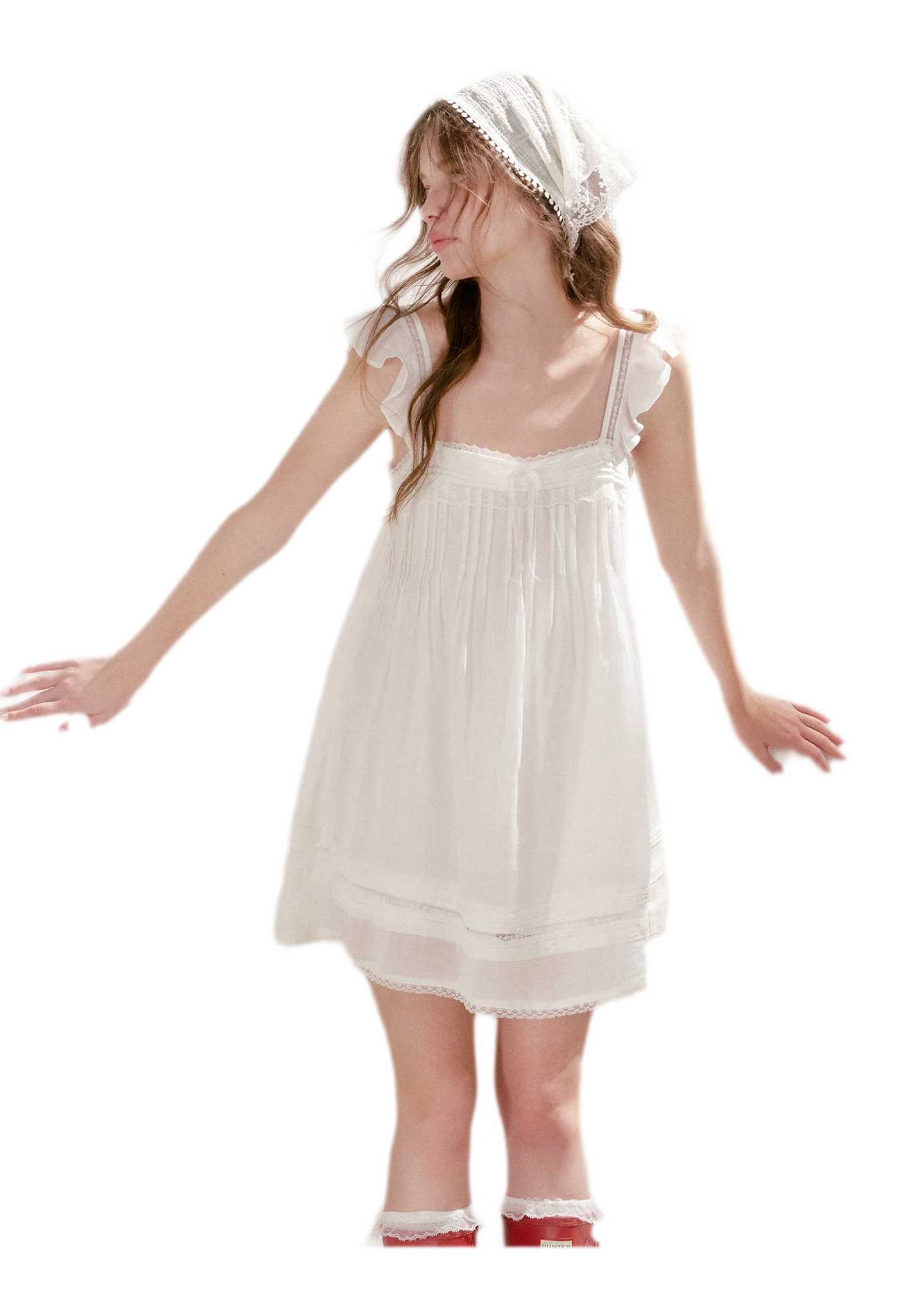 Pleated Lace A-Line Dress