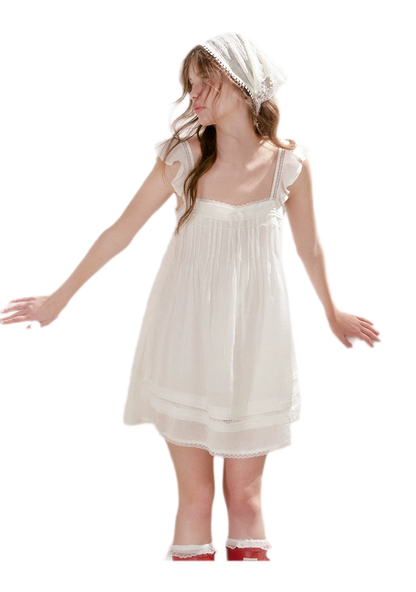 Pleated Lace A-Line Dress