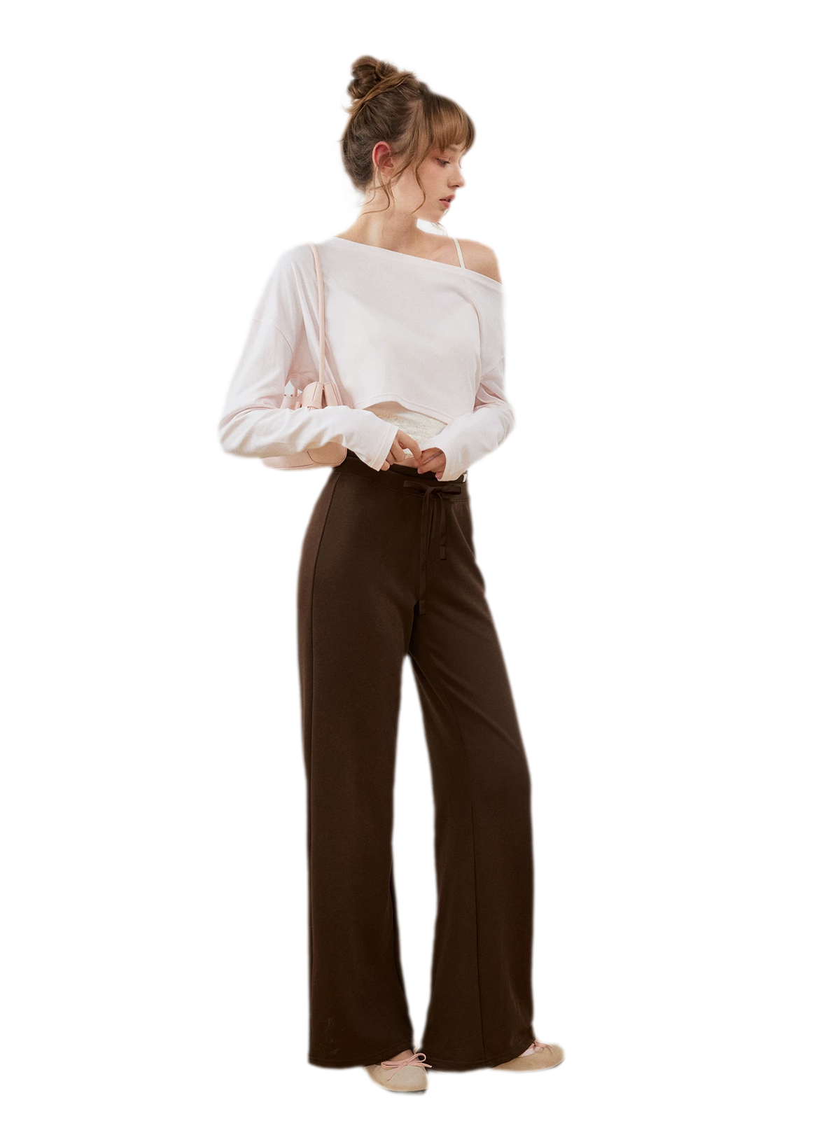Strukturierte Sweatpants mit Kordelzug und weitem Bein