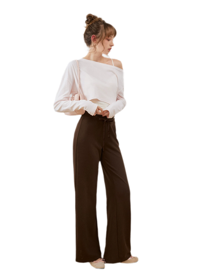 Strukturierte Sweatpants mit Kordelzug und weitem Bein