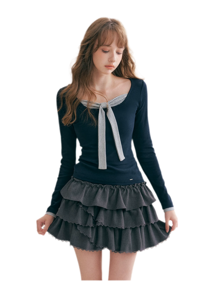 Layered Ruffle A-Line Skirt