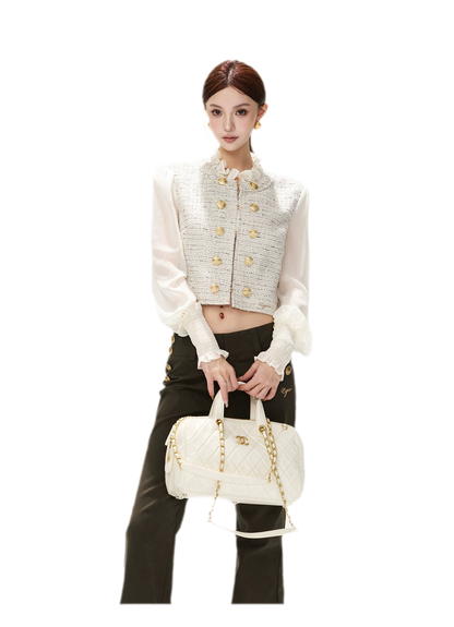 Low-Rise Metal-Button Flare Pants