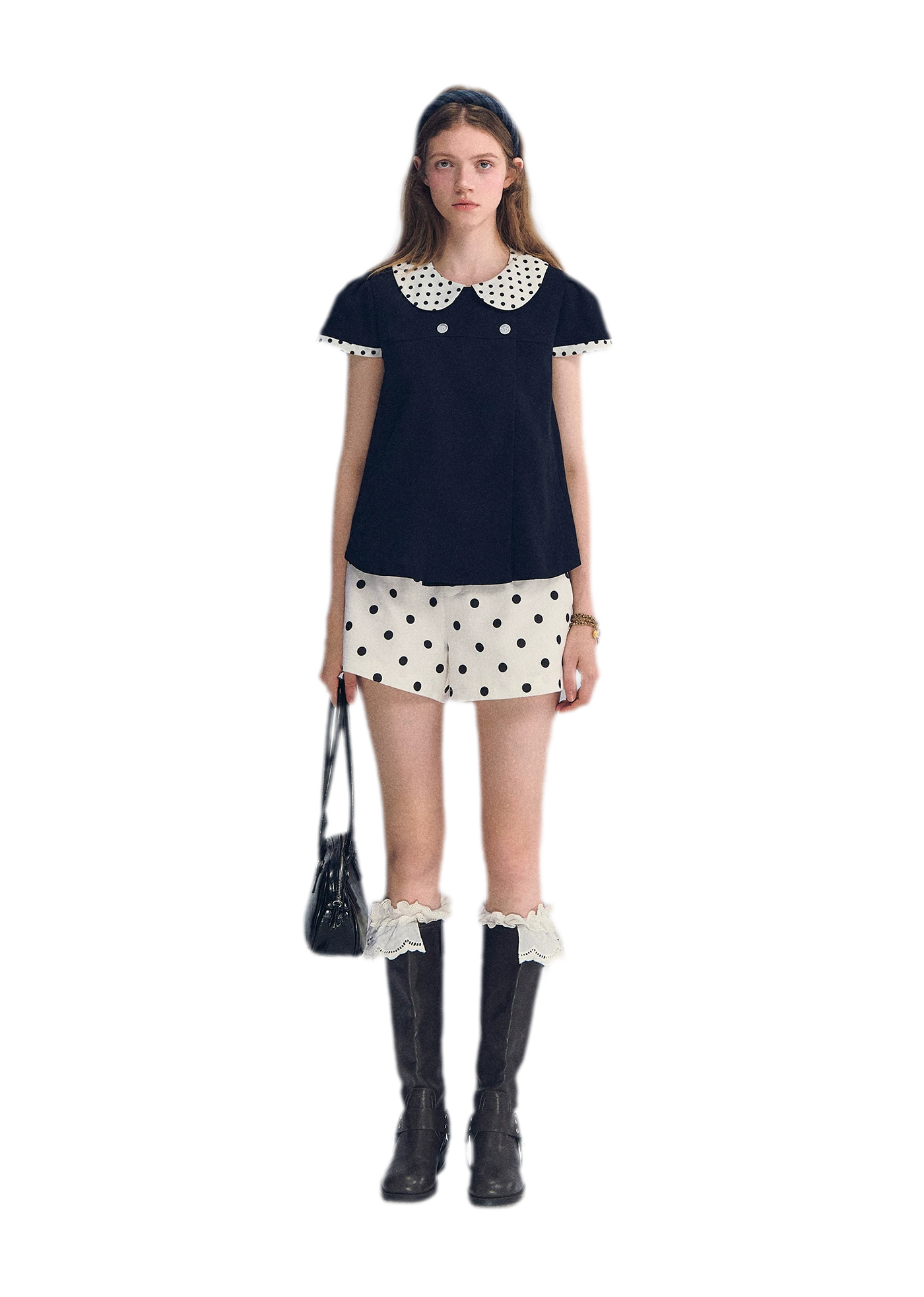 Polka Dot Doll Collar Top