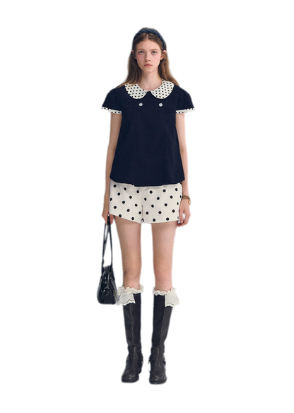 Polka Dot Doll Collar Top