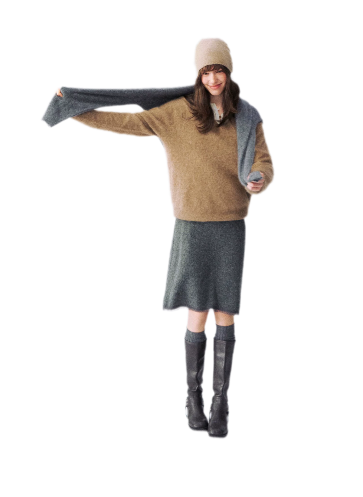 Flauschiger Mohairpullover mit V-Ausschnitt