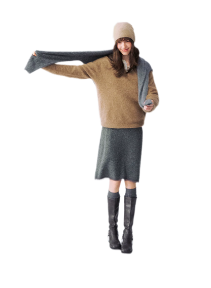 Flauschiger Mohairpullover mit V-Ausschnitt