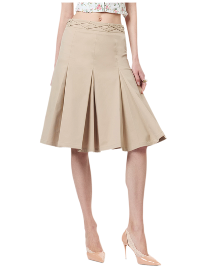 Low Waist Pleated A-Line Skirt