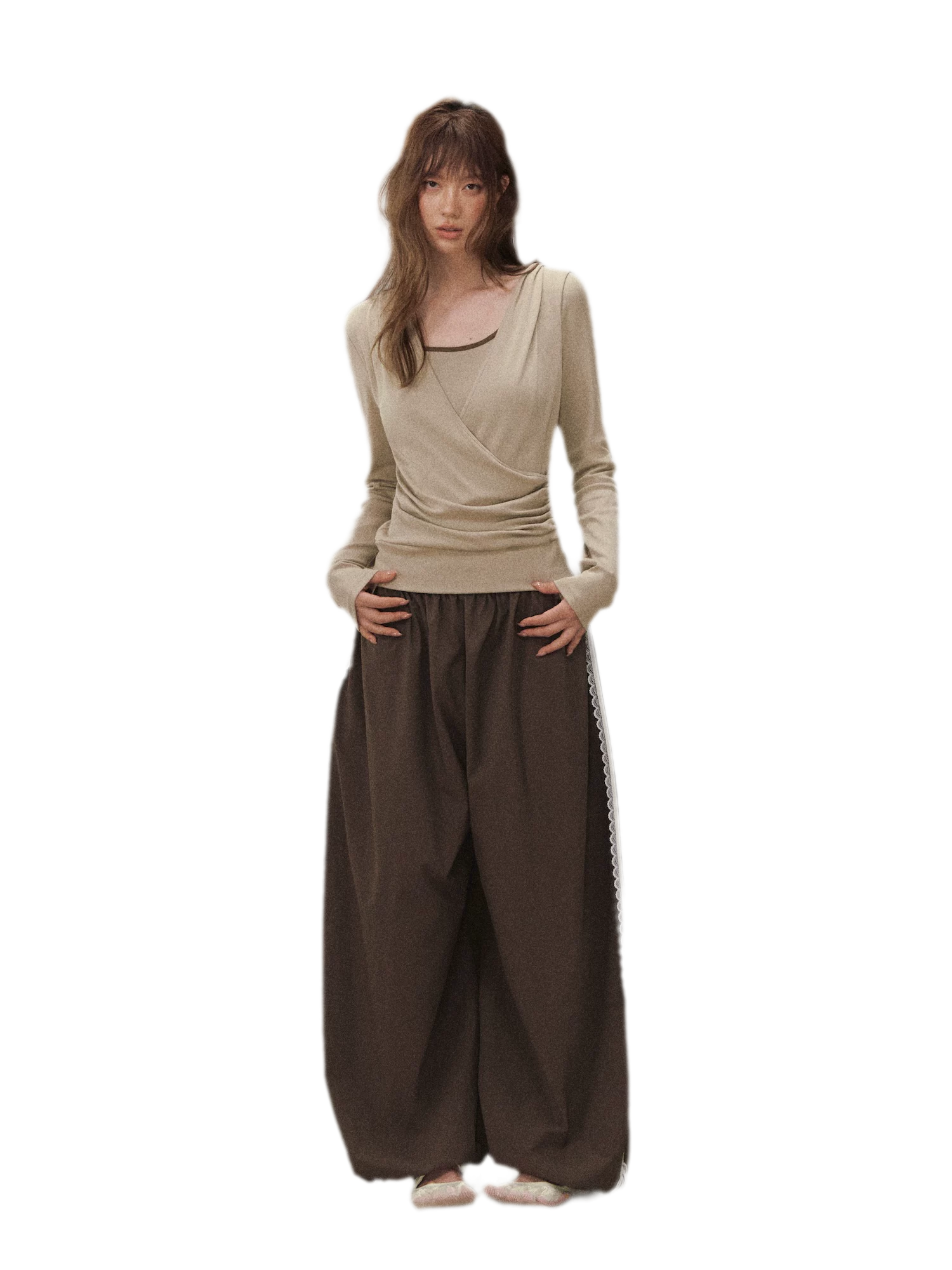 Cross Hooded Long Sleeve Top
