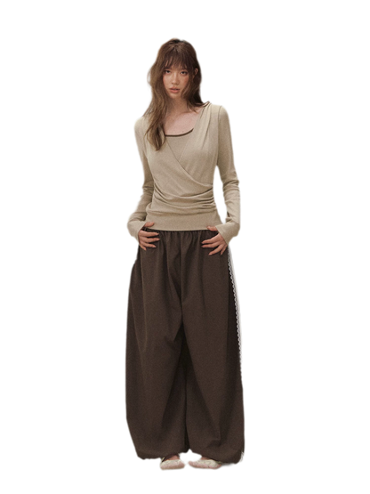 Cross Hooded Long Sleeve Top