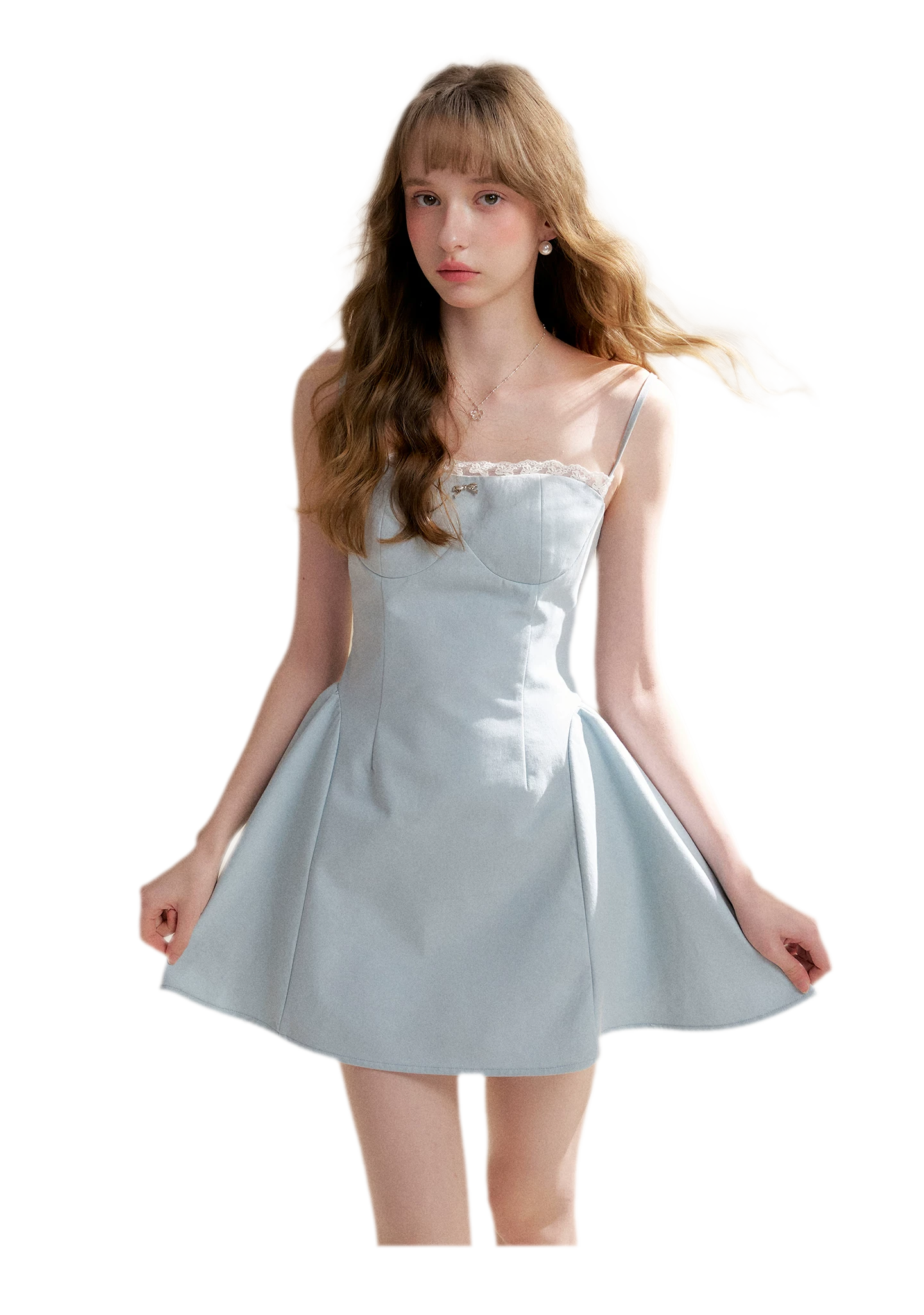 Lace-Trimmed A-Line Camisole Dress