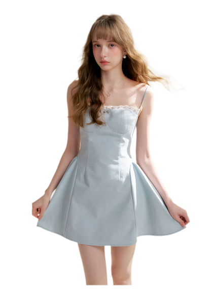 Lace-Trimmed A-Line Camisole Dress
