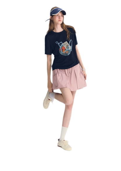 Drawstring A-Line Skirt
