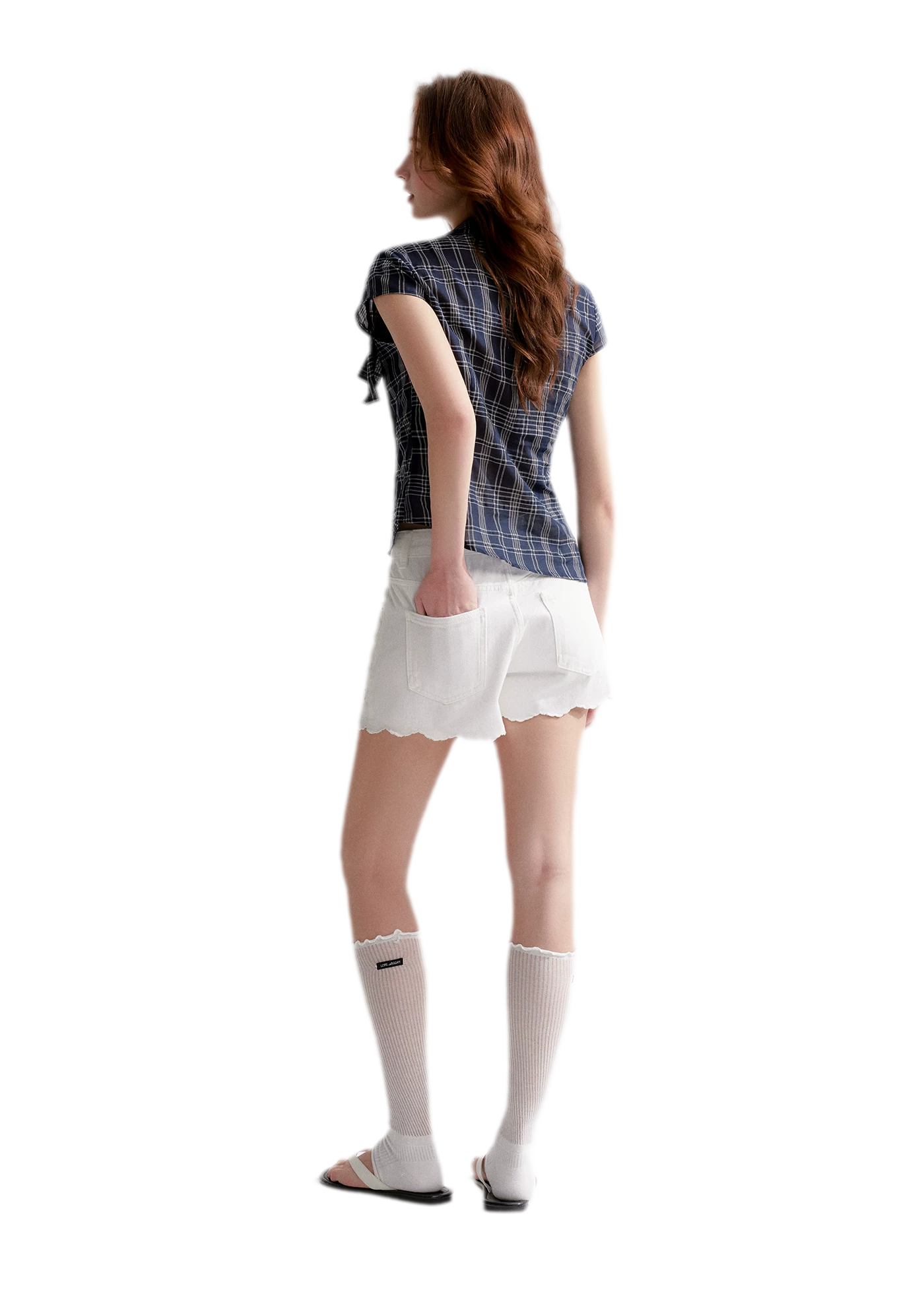 Eyelet Embroidered Denim Shorts