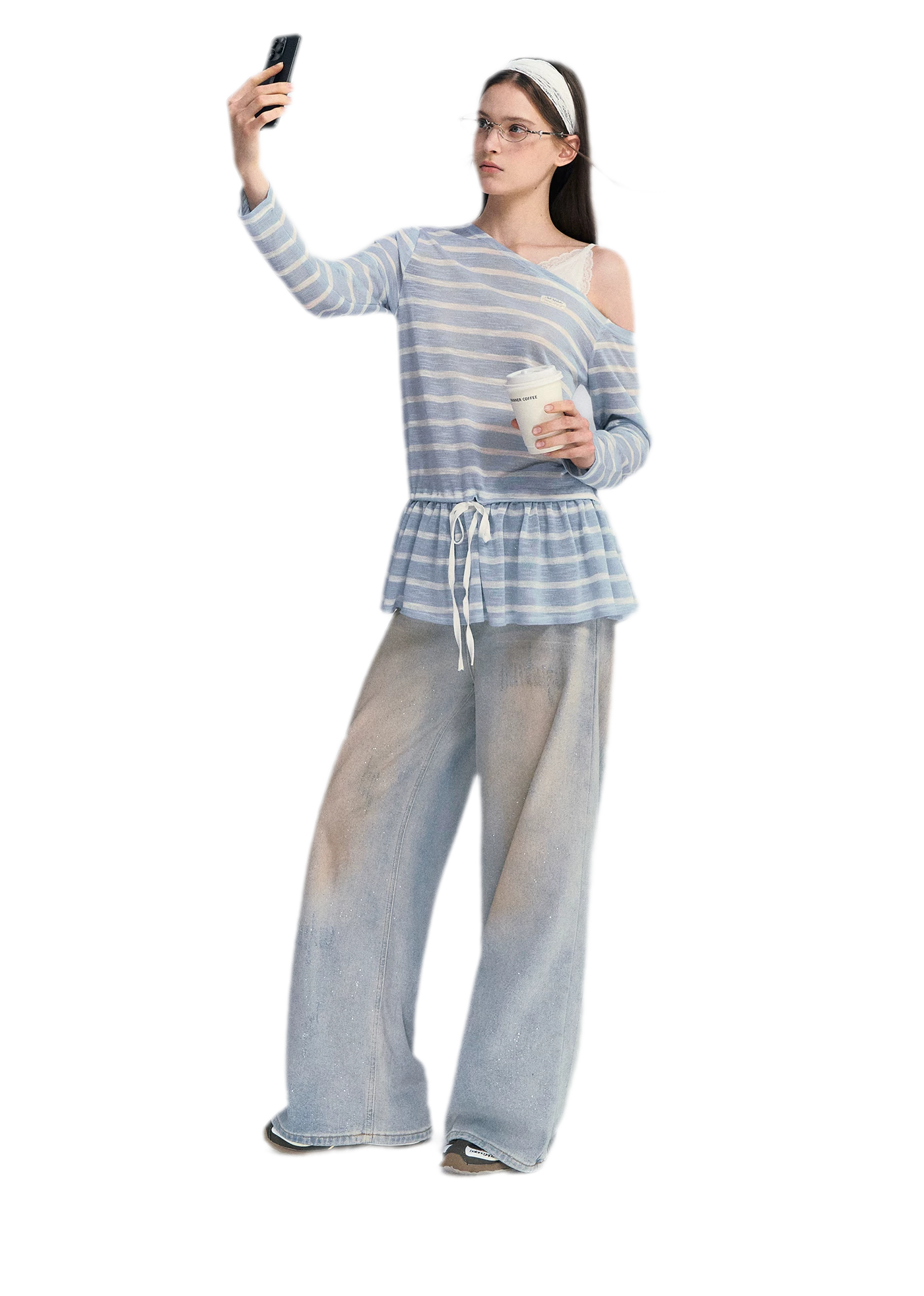 Sequin Wide-Leg Jeans