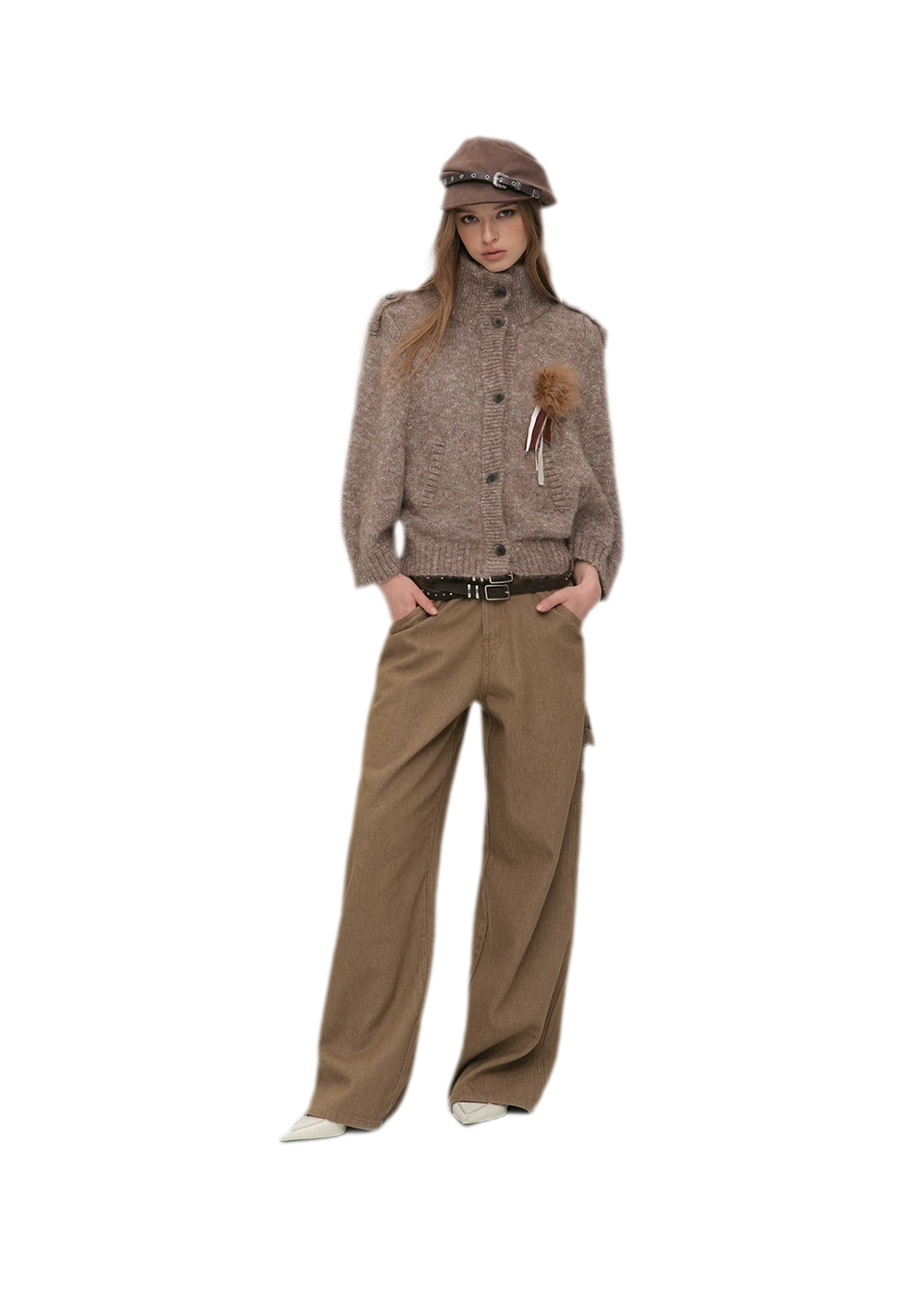 Embossed Buckle Newsboy Beret