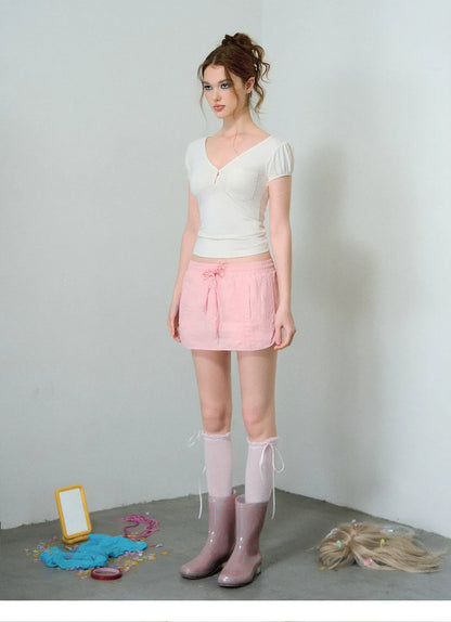 Nylon A-Line Mini Skirt