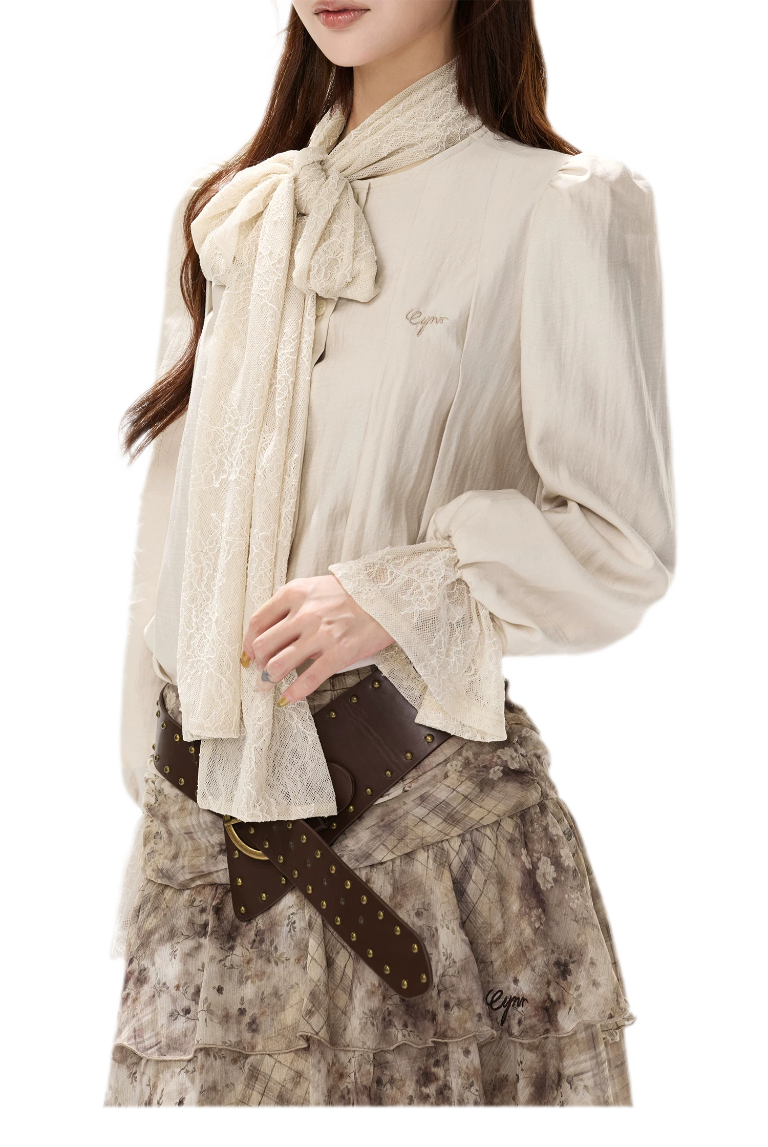 Vintage Ruffle Chiffon Maxi Skirt