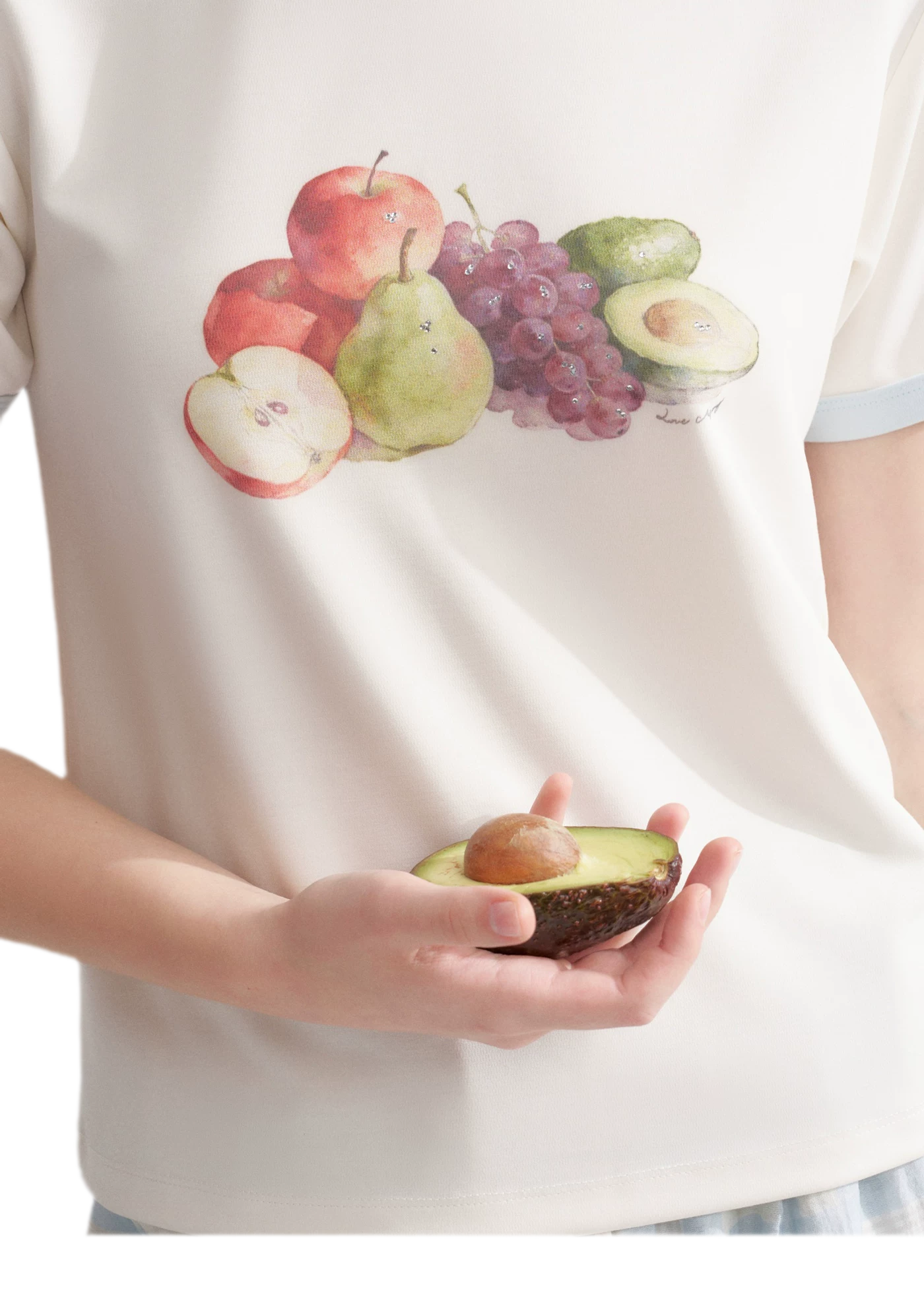 Rhinestone Fruit Print Tee