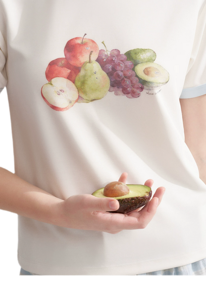 Rhinestone Fruit Print Tee