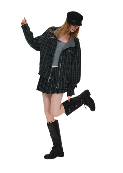 Reversible Plaid Boxy Jacket