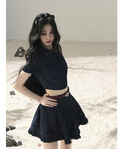 Seaside Pintuck Denim Set