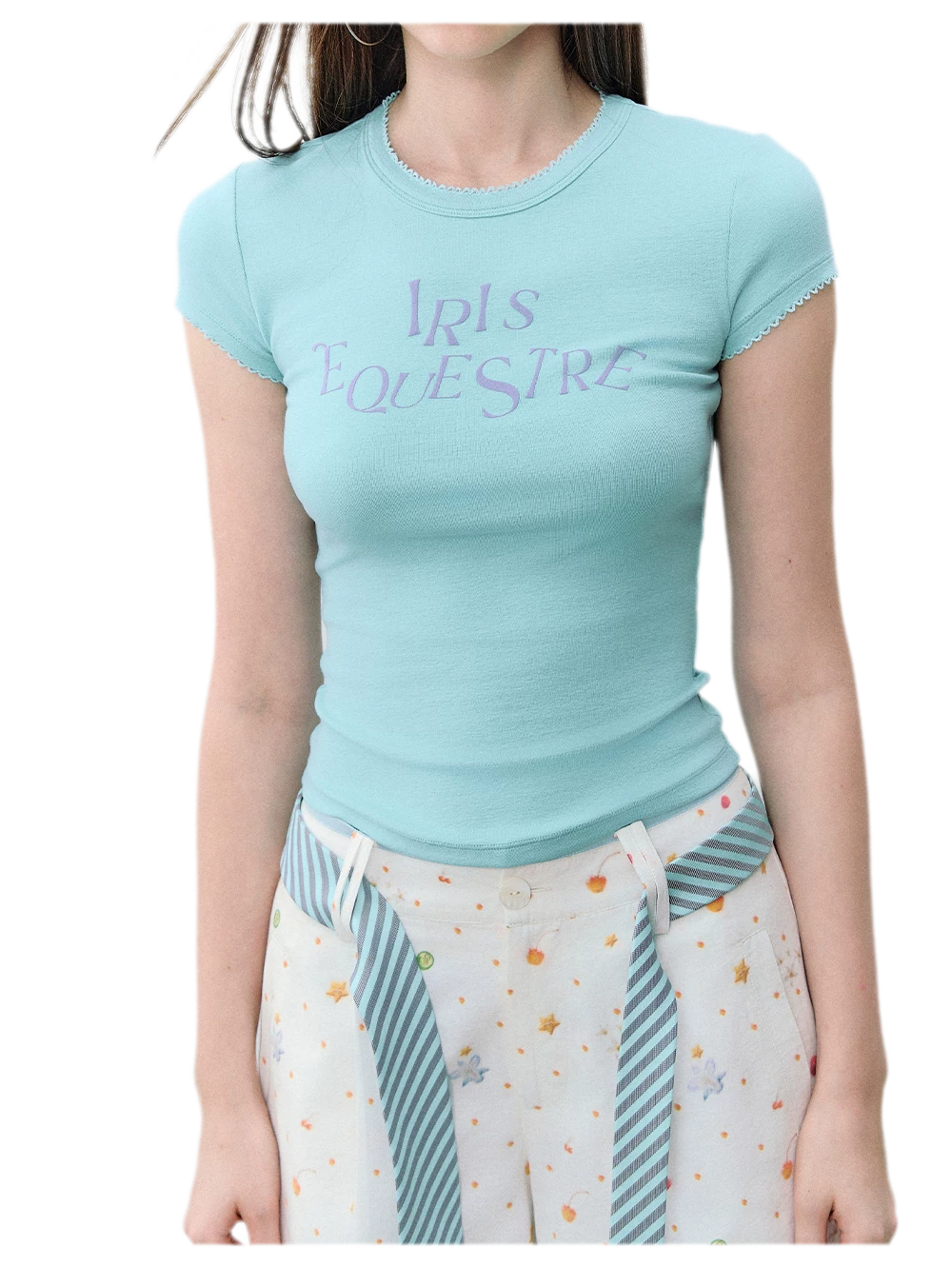 Tencel-Cotton Letter Print Slim T-Shirt