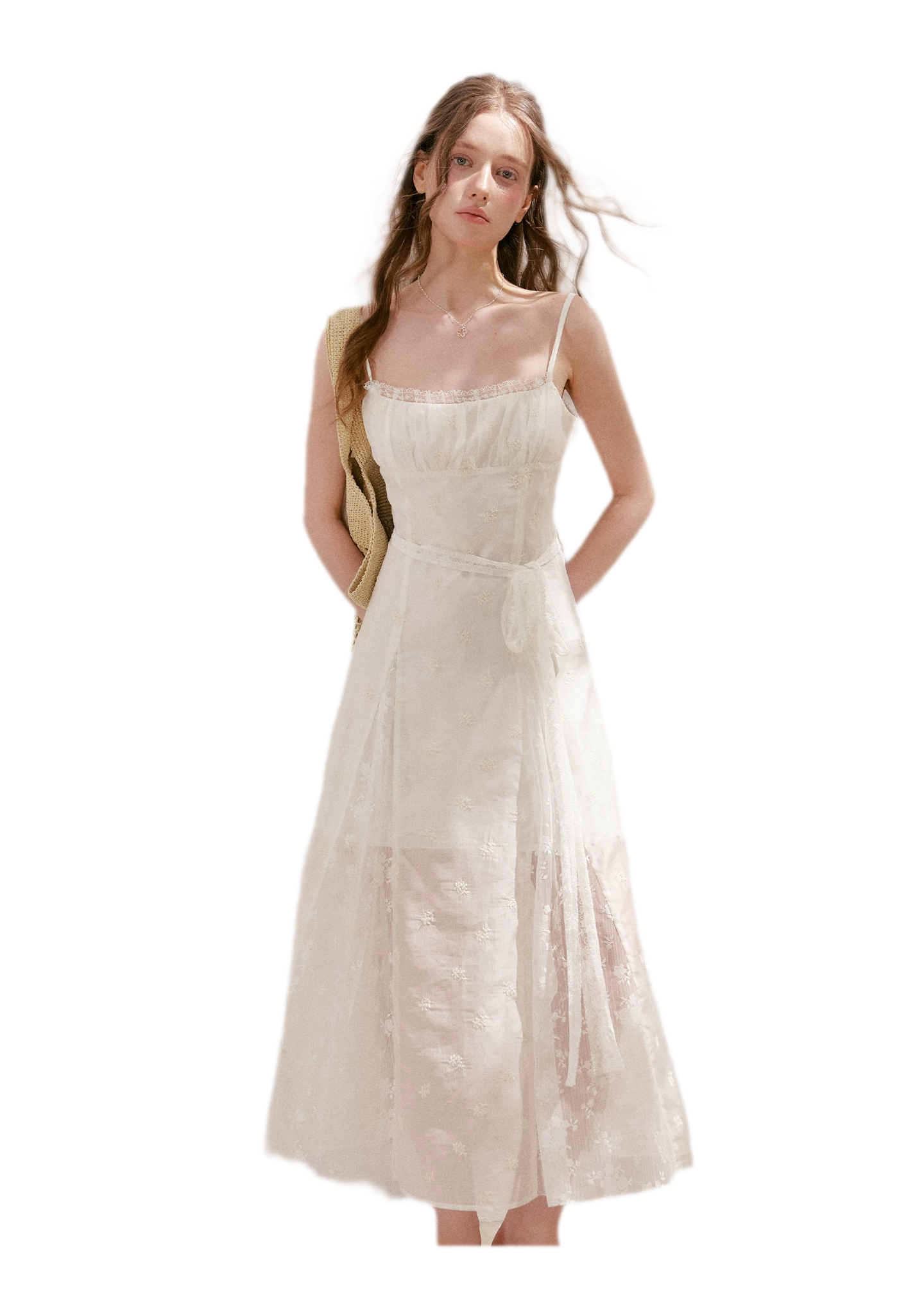 French Embroidered A-line Dress