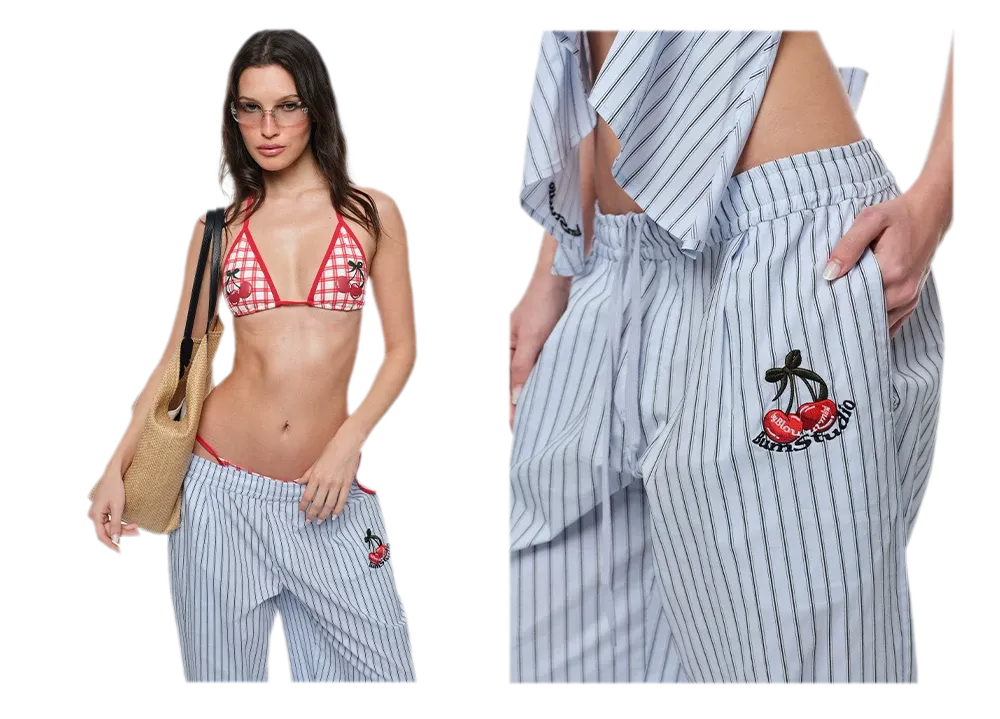 Striped Halter Wide-Leg Set