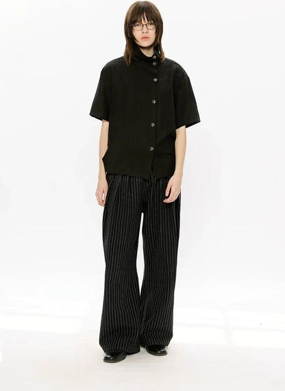 Lyocell Linen Stand Collar Shirt