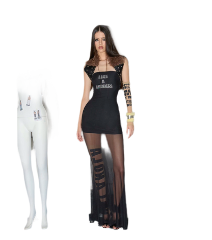 Rhinestone Mesh Fishtail Dress