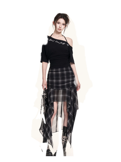Asymmetric Halter Crop Tee