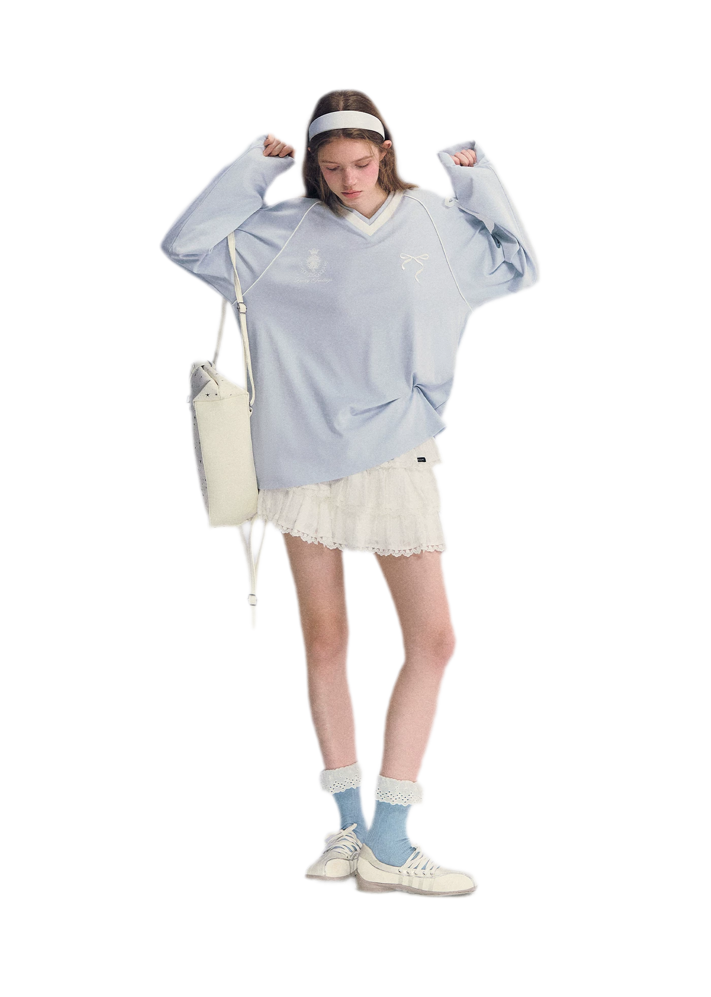Colorblock Bow Embroidered Tee