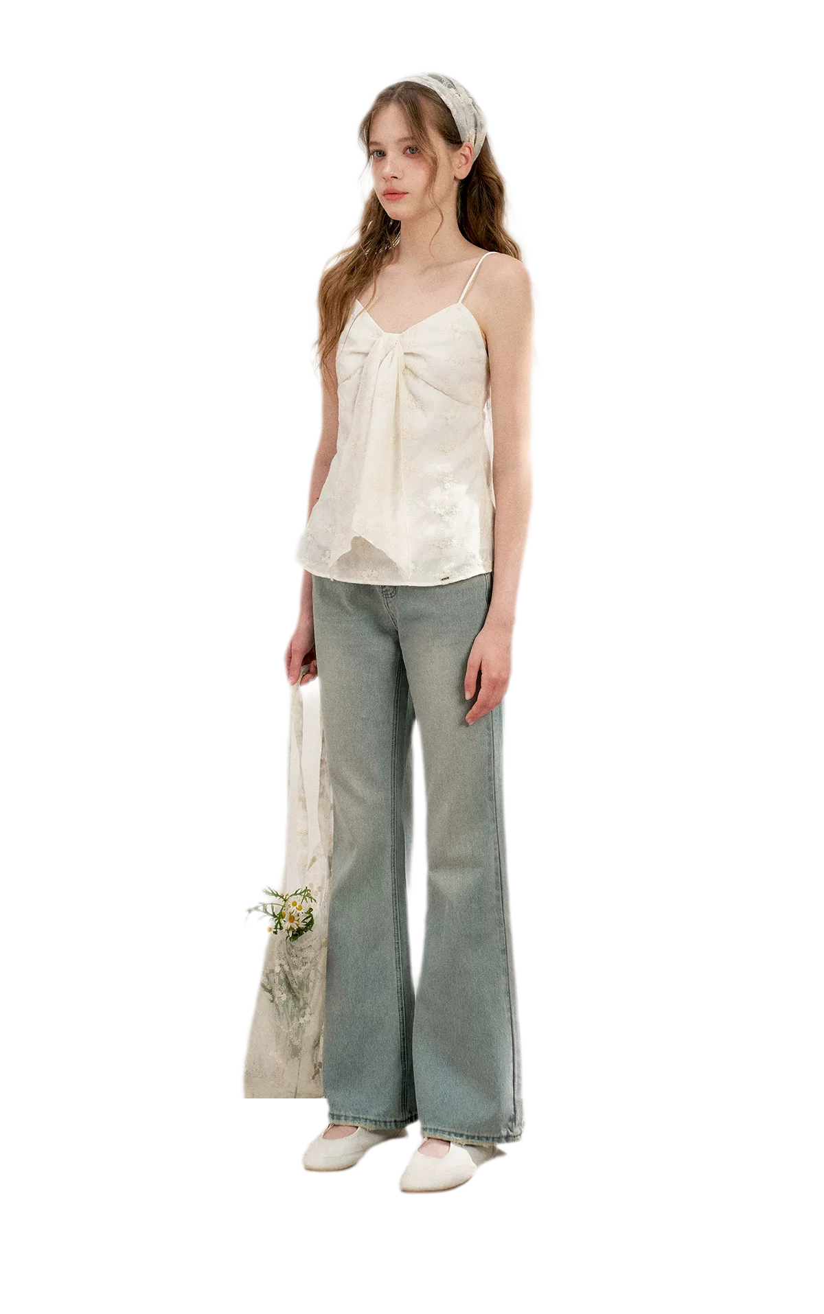 Lace Trim Flare Jeans
