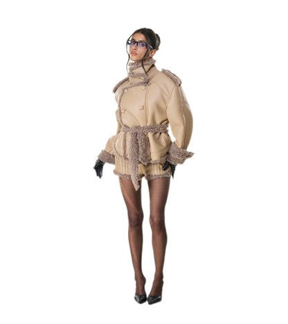 Reversible Fur Leather Cropped Jacket