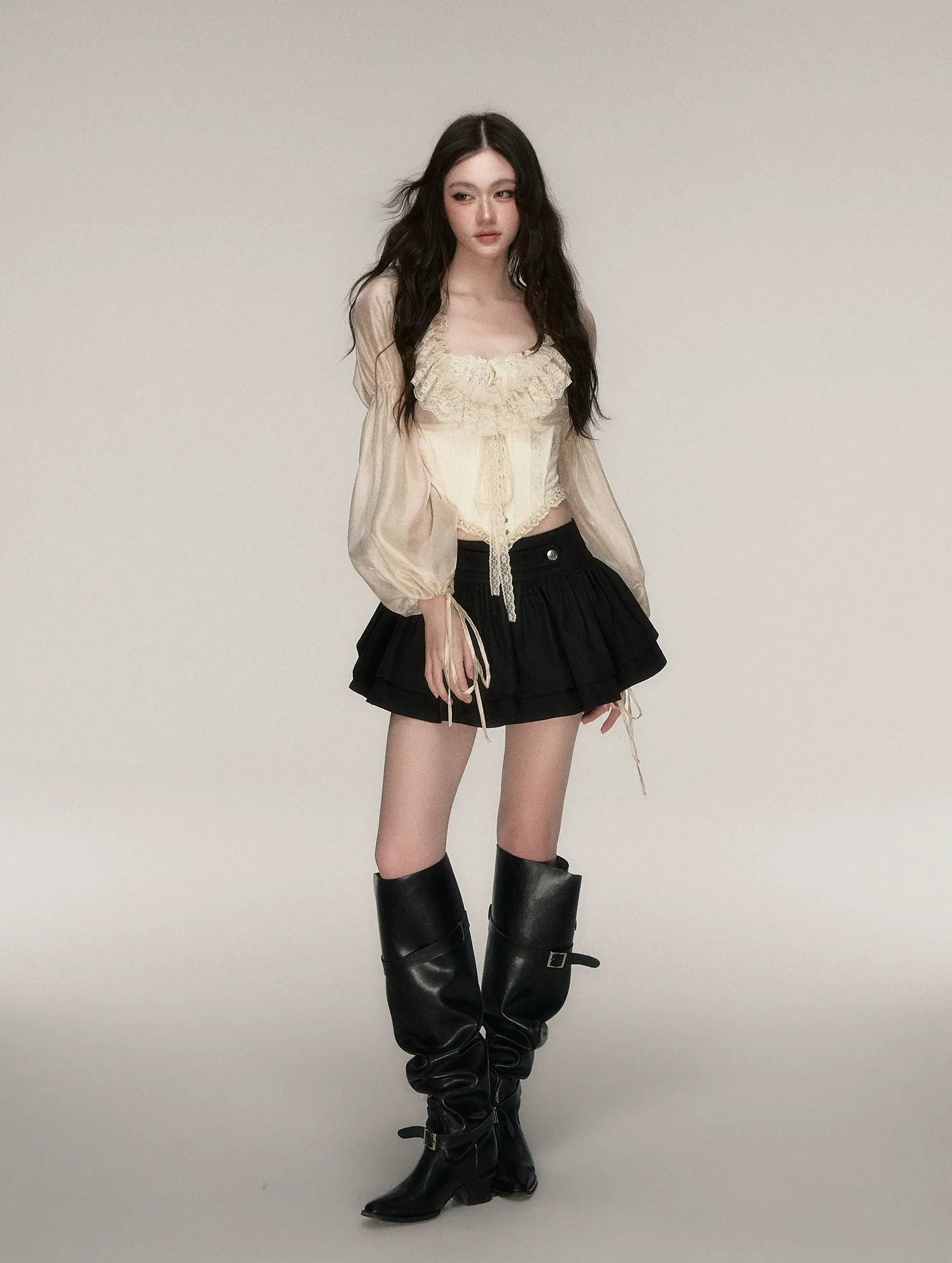 Lace Jacquard Corset Top