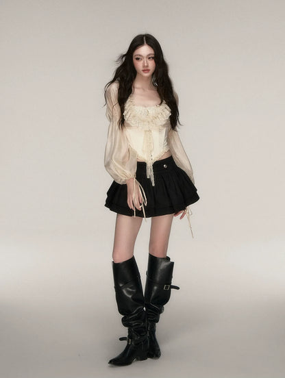 Lace Jacquard Corset Top