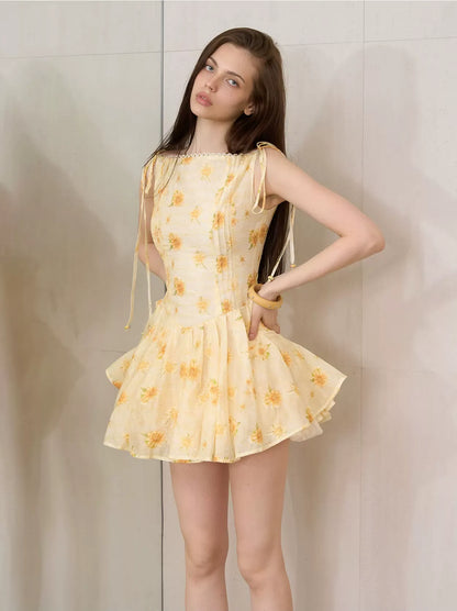 Daisy Embroidered Mini Dress