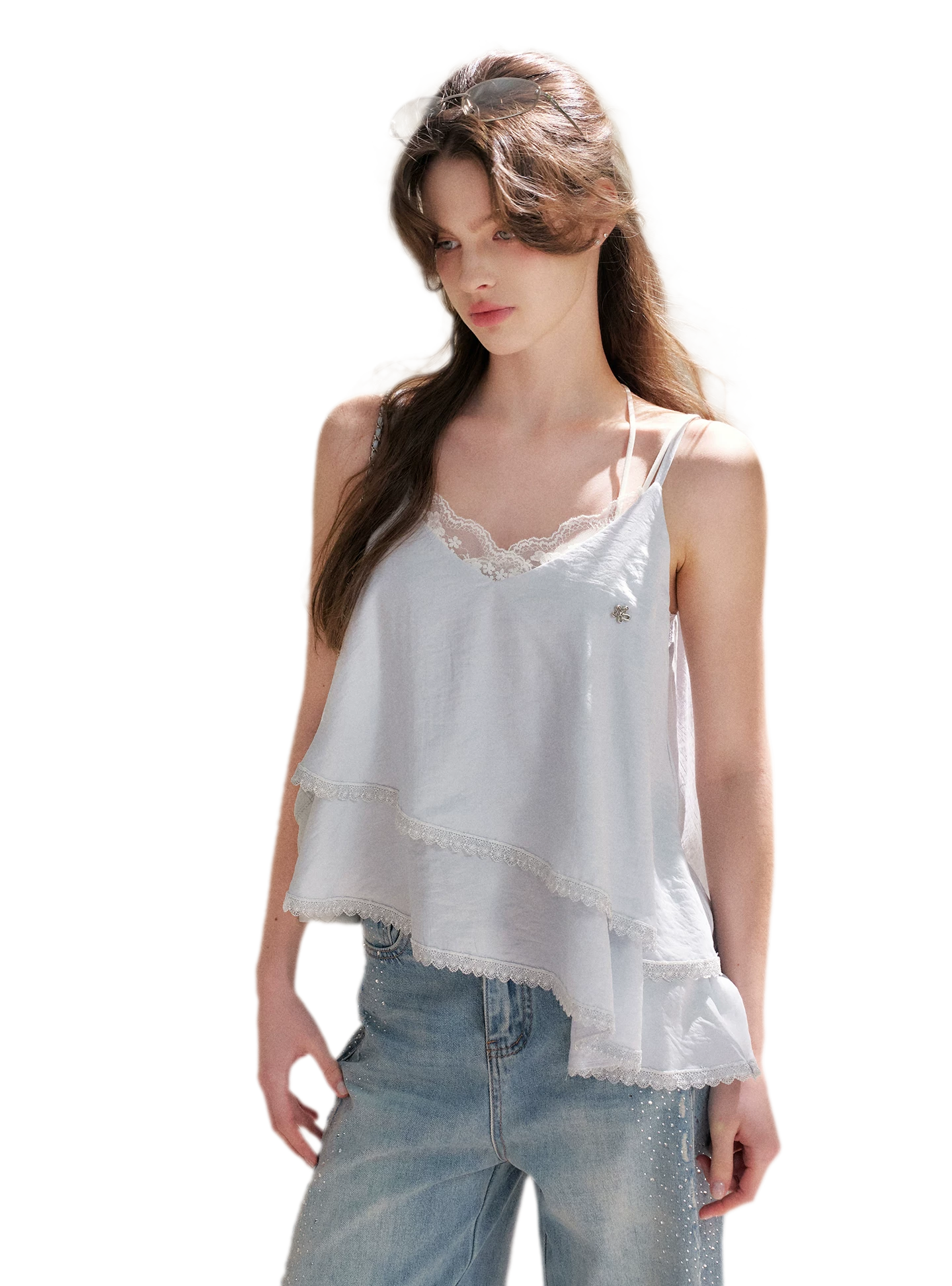Asymmetrical Lace V-Neck Camisole