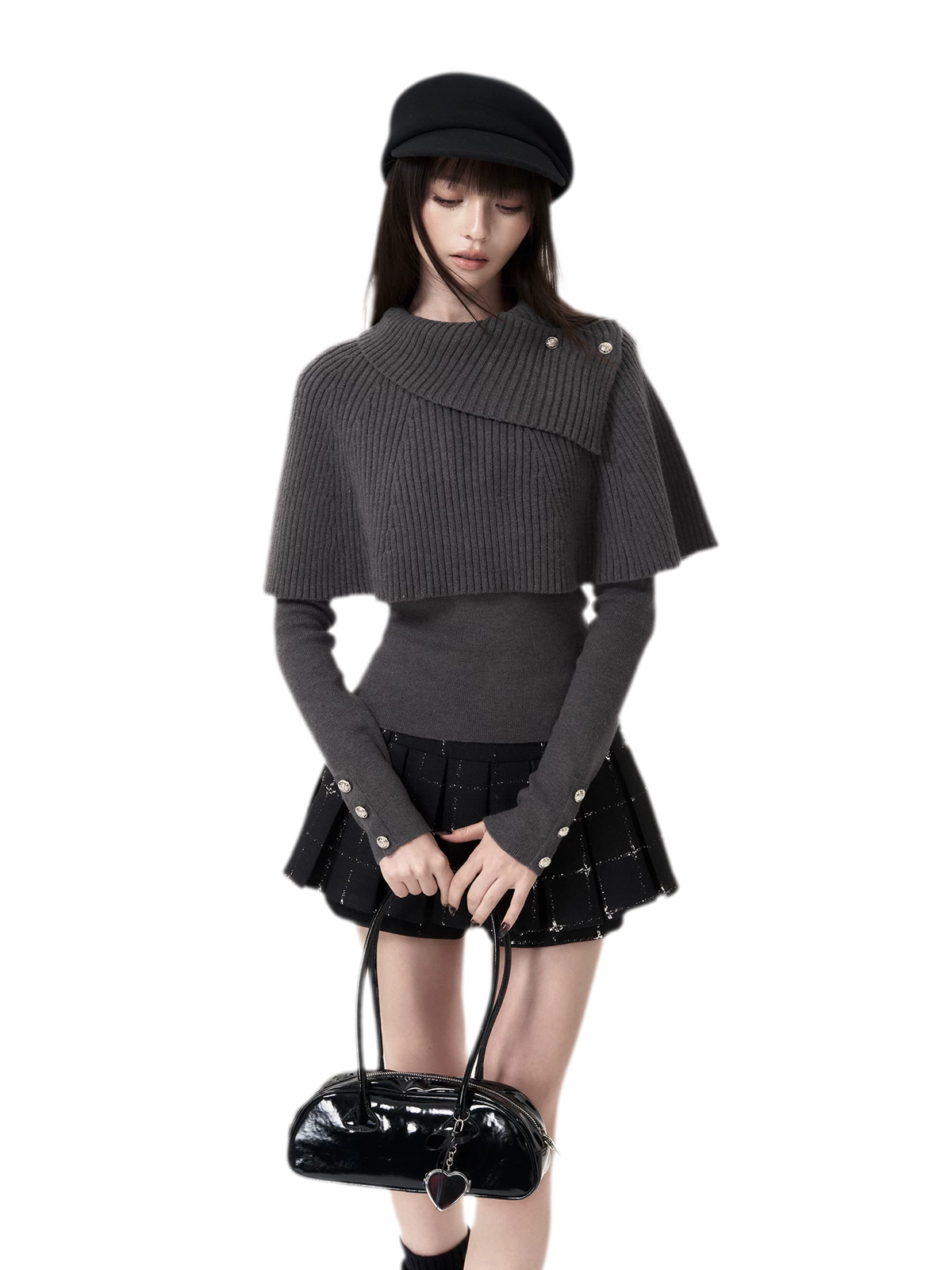 Gonna-pantaloncino mini plissettata a quadri lucida