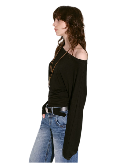 Lyocell Off-Shoulder Cropped Top