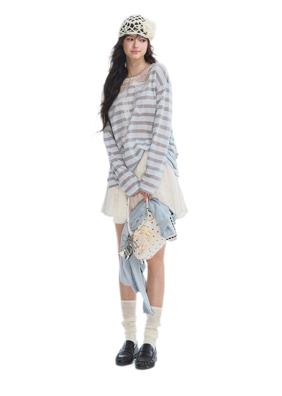 Contrast Lace Bow Blouse