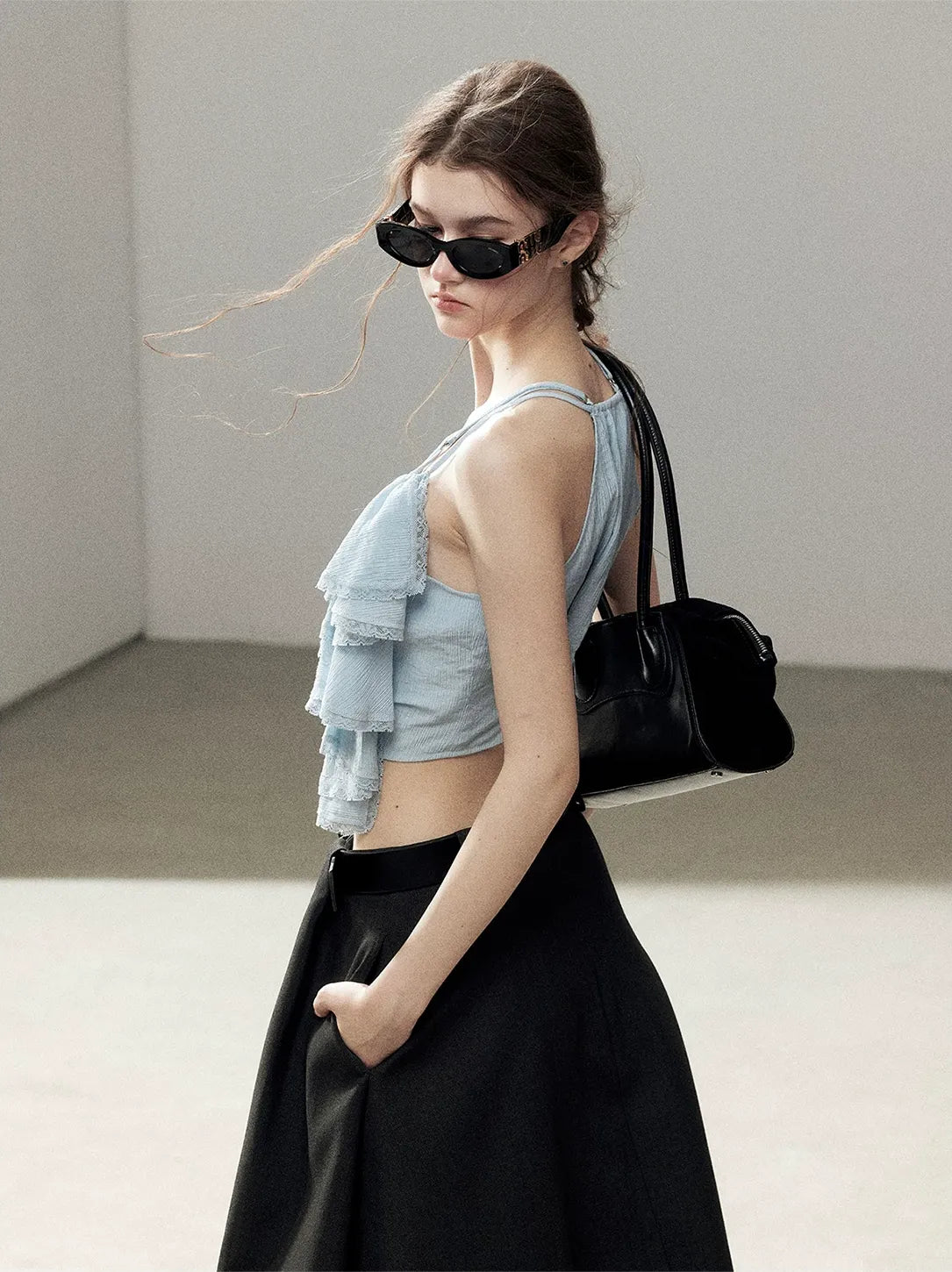 Pleated V-Neck Set