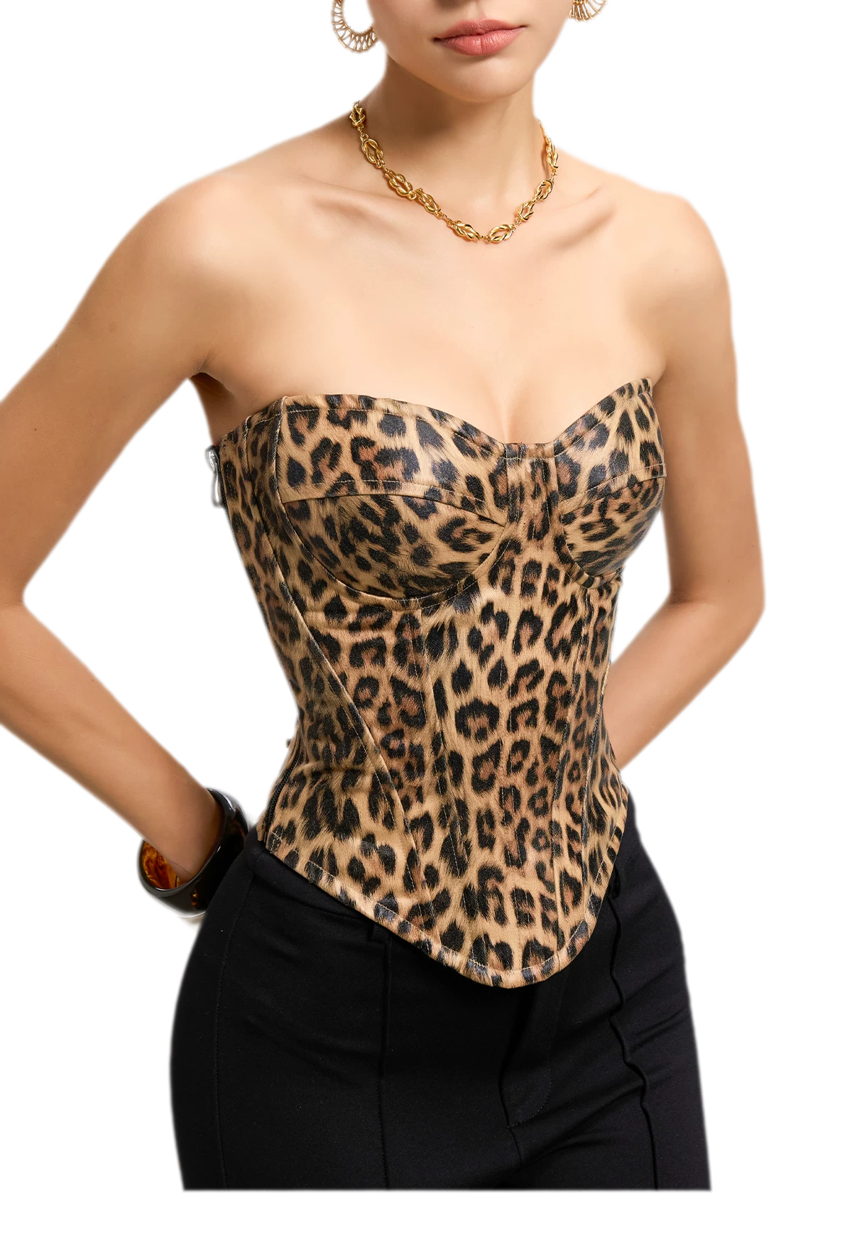 Leopard Coated Corset Top