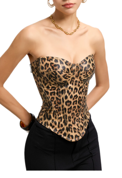 Leopard Coated Corset Top
