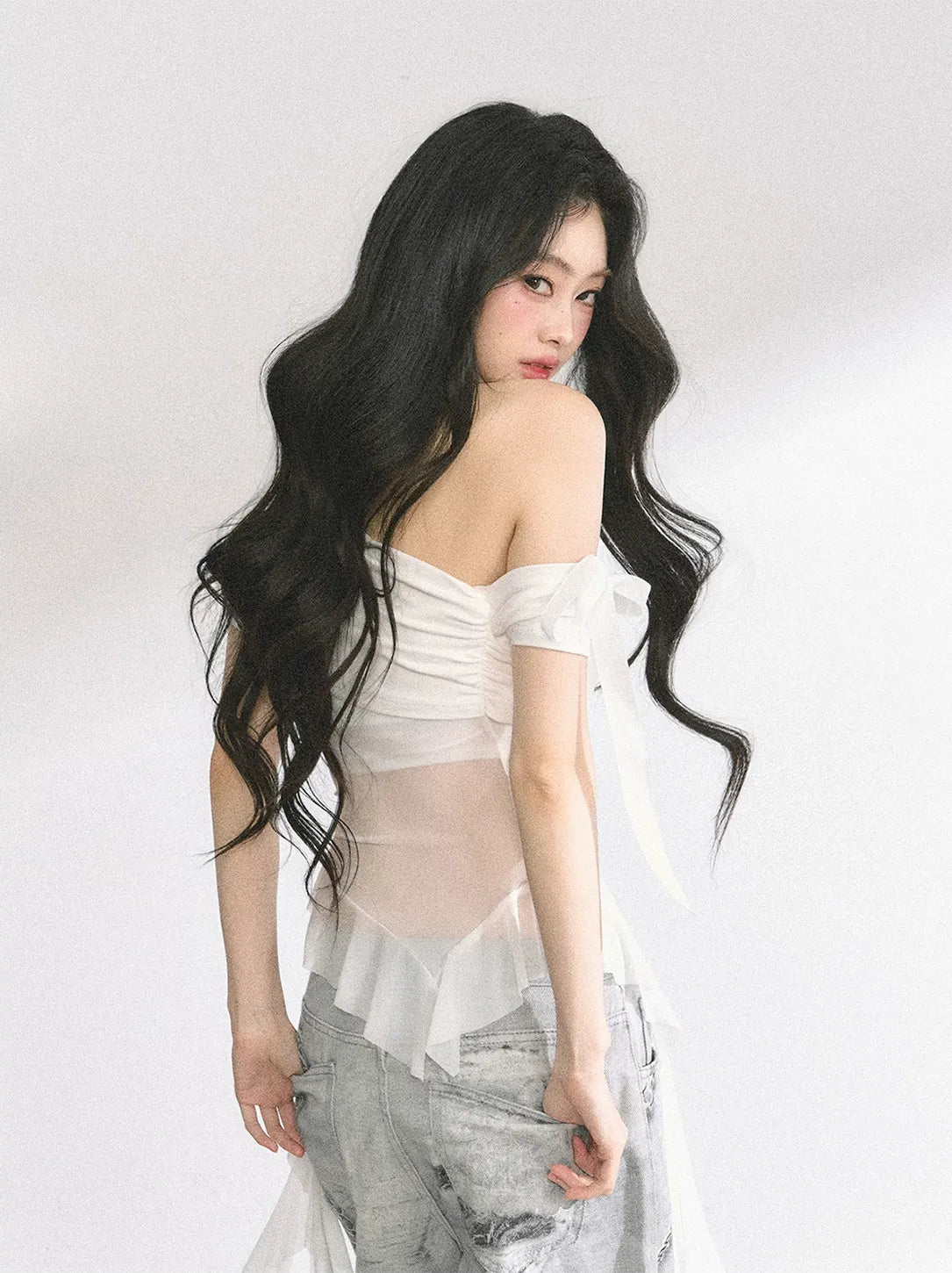 Sheer Off-Shoulder Tee