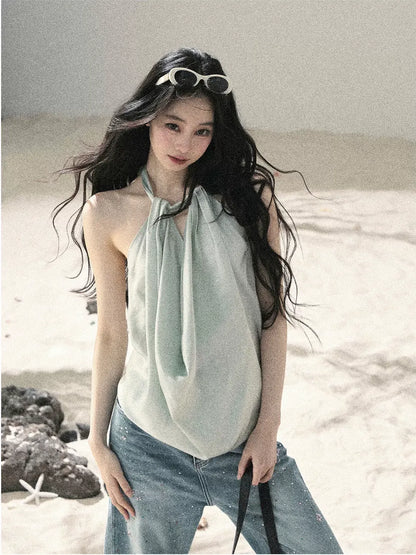 Fluid Halter Backless Top